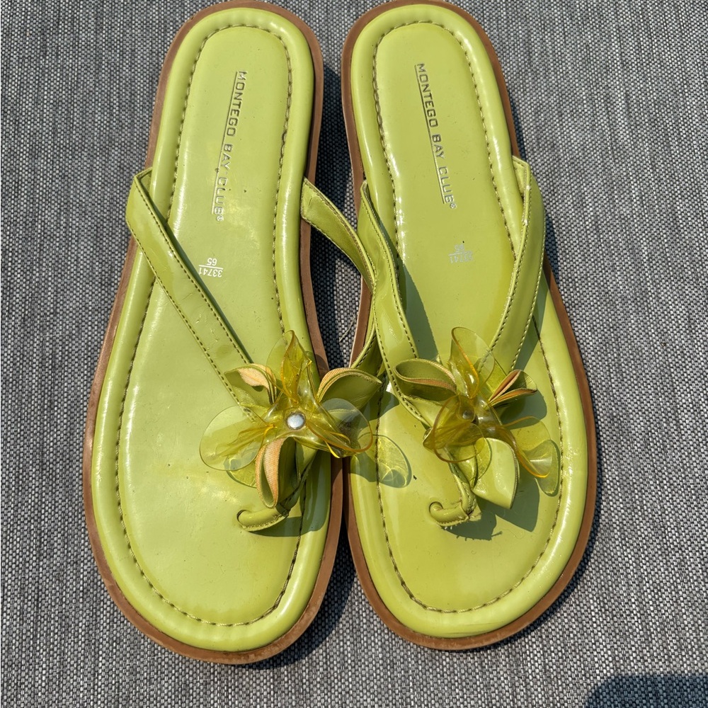 Montego Bay Club Lime Green Floral Sandals